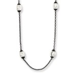 Black Rhodium and Sterling Silver Moon Cut Bead Chain